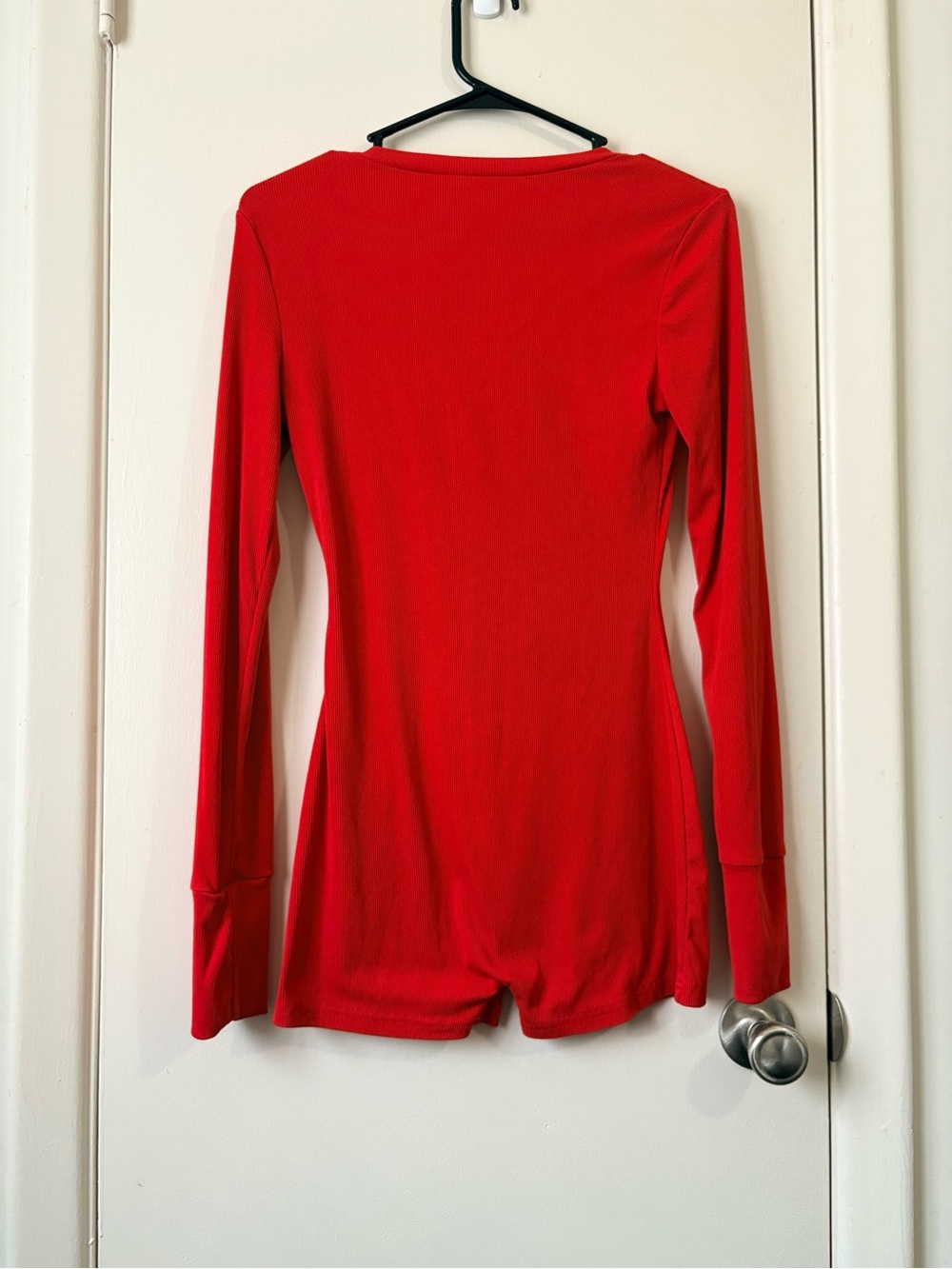 SHEIN Red Long Sleeve Henley Bodysuit Romper - Picture 2 of 2